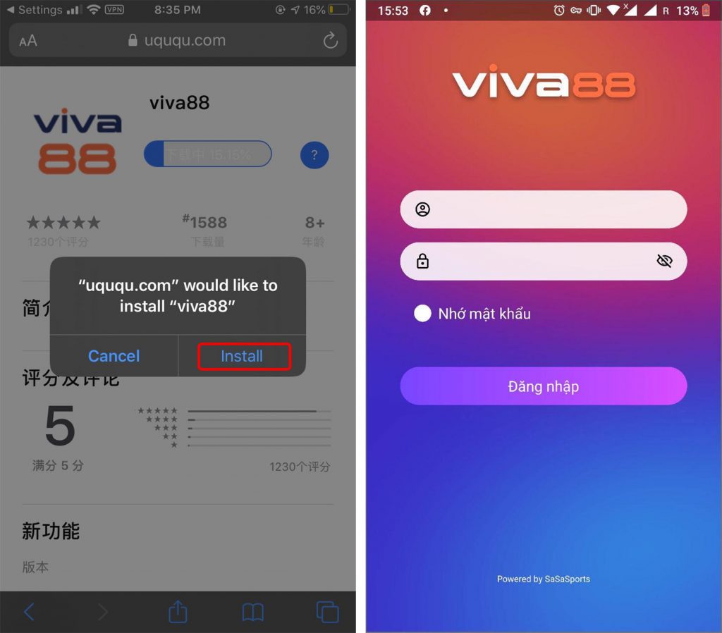 hướng dẫn tải app viva88 bong88